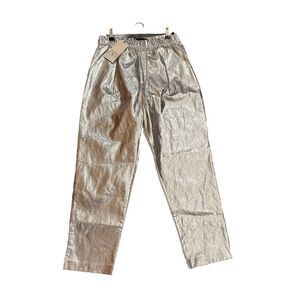 Zara Women's Size S NWT Metallic Icon Silver Glam Galactic Pants